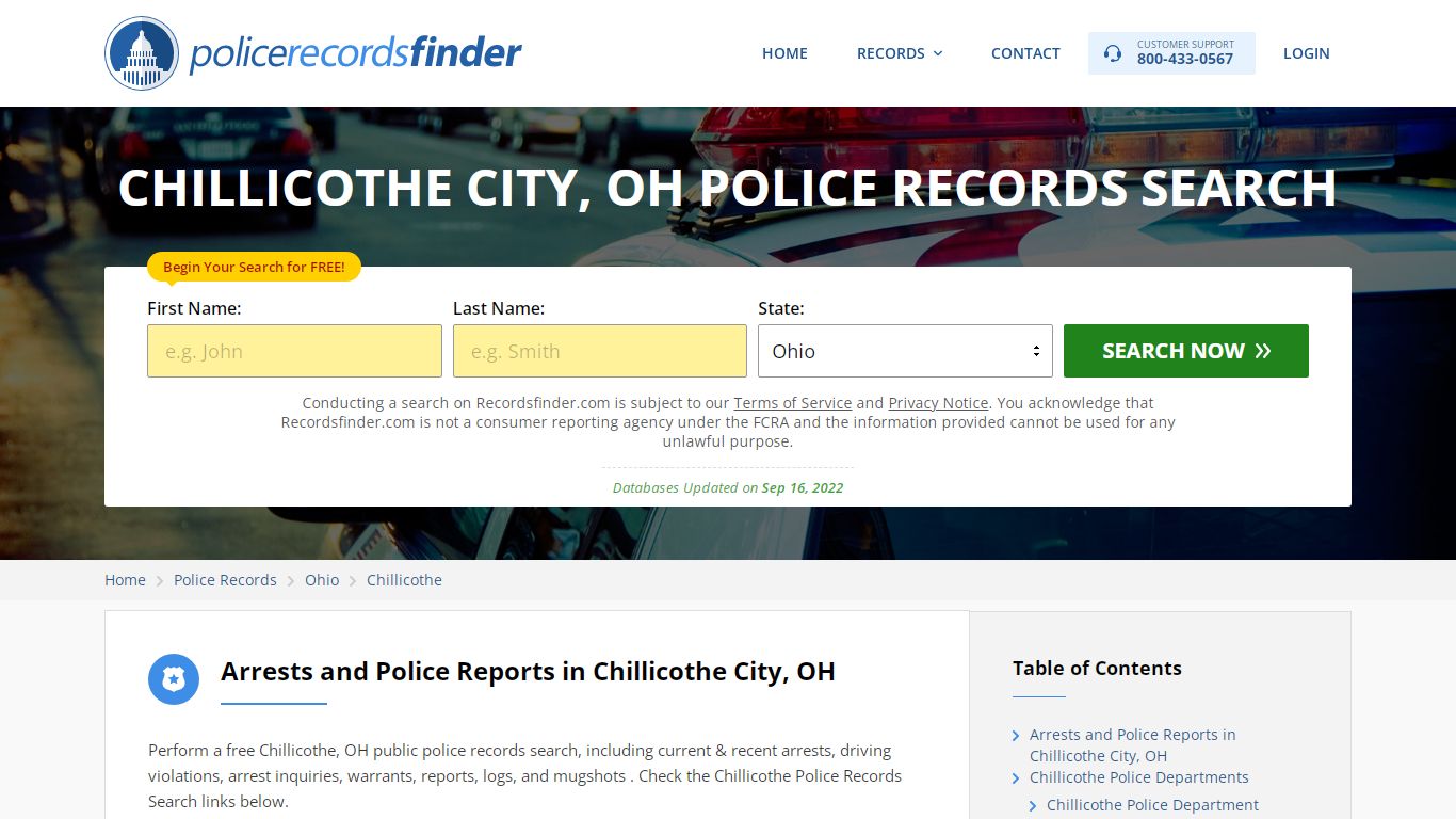 CHILLICOTHE CITY, OH POLICE RECORDS SEARCH - RecordsFinder